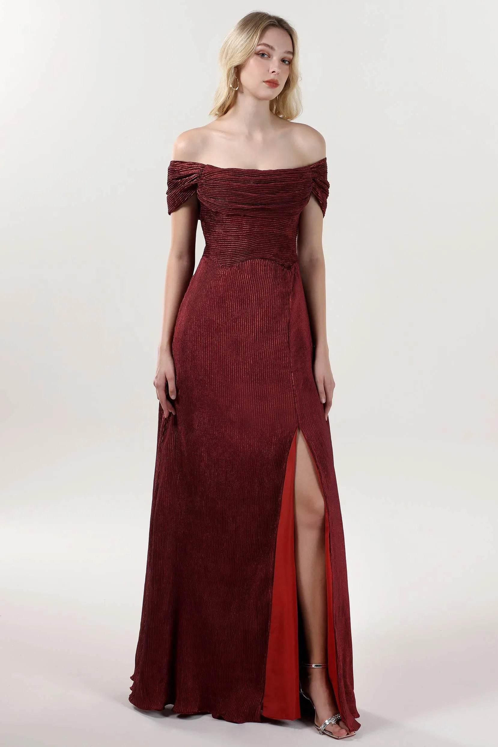 Sheath-Column Maxi Metallic Formal Dress CS0645 - COCOMELODY